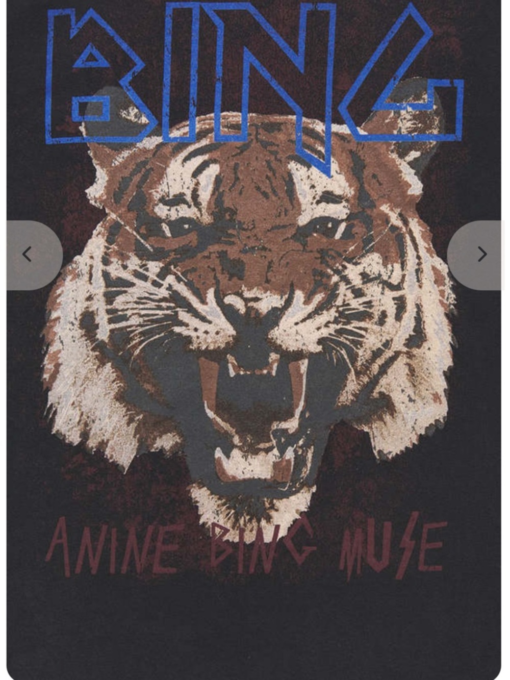 Anine Bing Tiger Short Sleeve Graphic Tee Size S Charcoal Gray Black Cotton - Picture 2 of 6